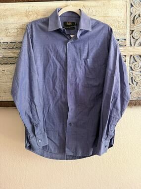 ELITE PETER ENGLAND BLUE COLLARD BUTTON UP LONG SLEEVE 100% GIZA COTTON